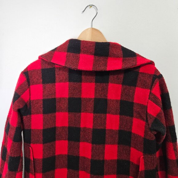 NILI LOTAN Buffalo Plaid Wool Jacket Coat Zs 0 Red Black Cabincore Fisherman - Picture 10 of 12